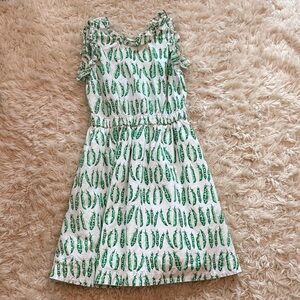Crewcuts White and Green String bean Pattern Dress